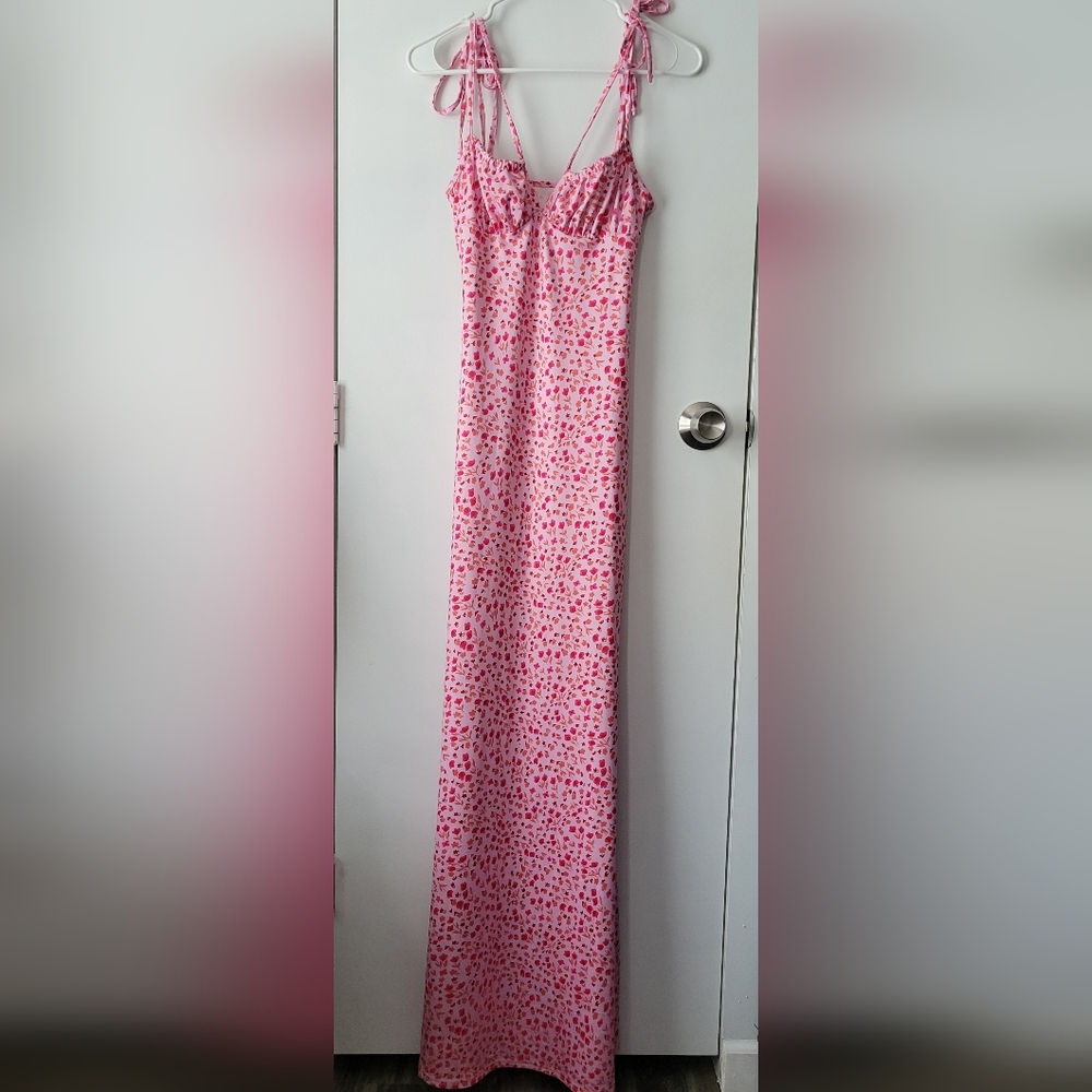 Pink floral maxi dress